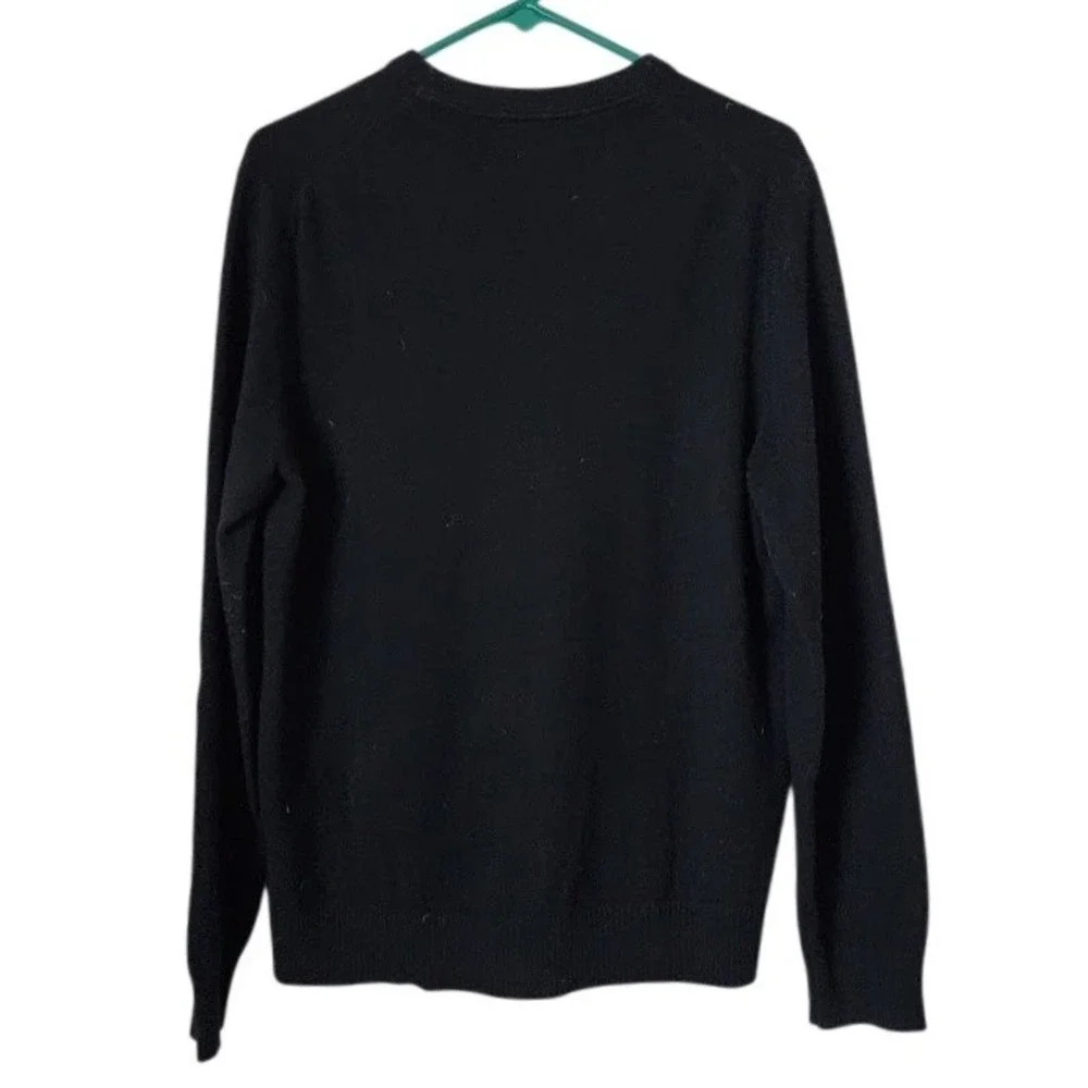 LANDS' END VINTAGE 100% cashmere v-neck sweater in black size M
